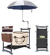KELHOMECL Garden Kneeler and Seat with Umbrella, 2-in-1 Foldable Gardening Stool with Adjustable ...