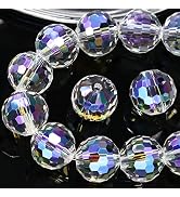 Dowarm 10MM Round Crystal Beads for Jewelry Making, Crystal Paradise Faceted Crystal Glass Beads ...