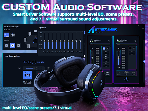 ATTACK SHARK G800 Wireless RGB Gaming Headset