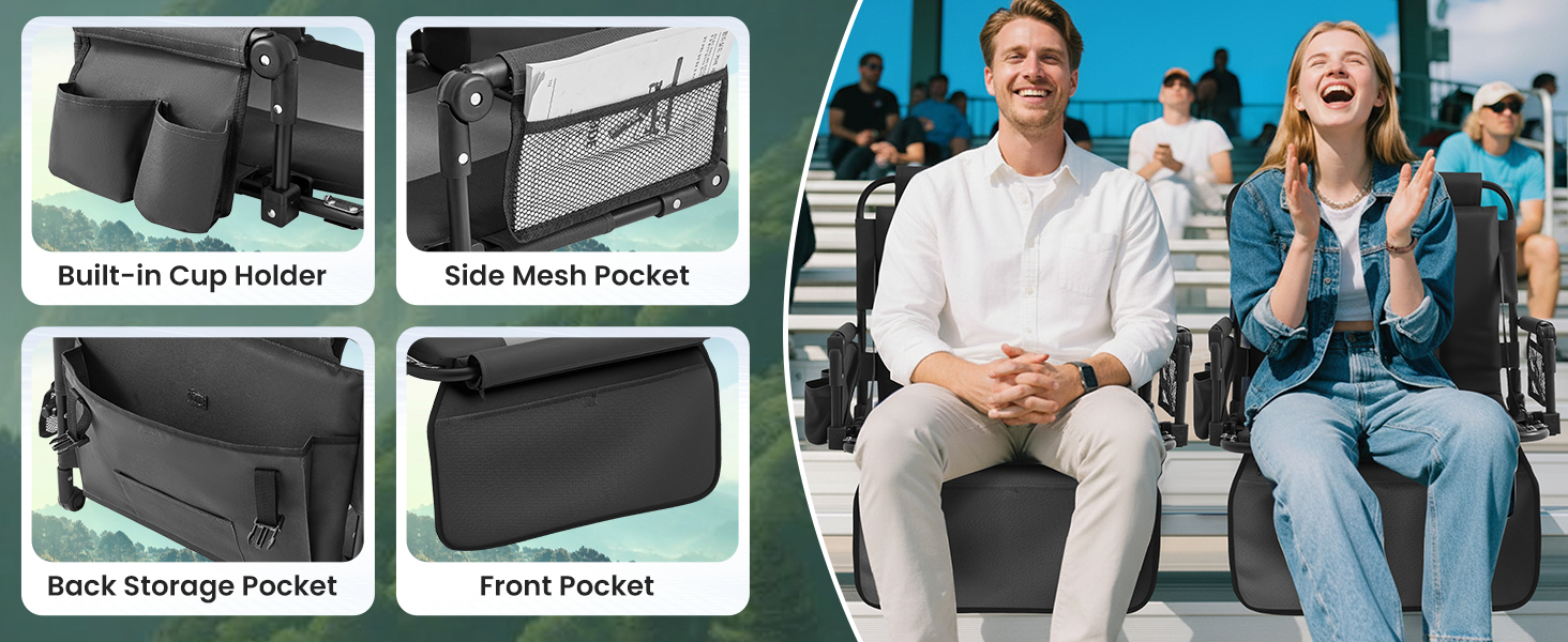 Portable Stadium Seat with Side Pocket
