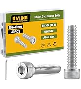 SVLING M6-1.0 x 40mm Bolt, 40PCS M6 Hex Socket Head Cap Screws Bolts, 304 Stainless Steel 18-8, F...
