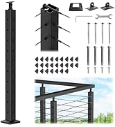 CKE T-Drilled Corner Post Cable Railing, Three Sides Adjustable Top 36