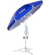 AMMSUN Portable Umbrella with Stand, 6.5ft Sun Shade Umbrella with Stand, Premium Lightweight Sta...