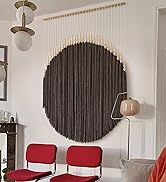 IOWER Macrame Wall Hanging Brown Yarn Beaded Backdrop Boho Wall Decor Round Tassel Home Wall Aest...