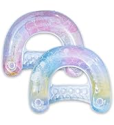 SpaceTime 2 Pack Pool Floats Adult,Glitter Inflatable Pool Float Chair with Dual Cup Holders, Hea...
