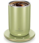 Self Heated Stirring Coffee Mug, 10oz Auto Mixing Cup with Warmer, Green | 3 temp settings, food-...
