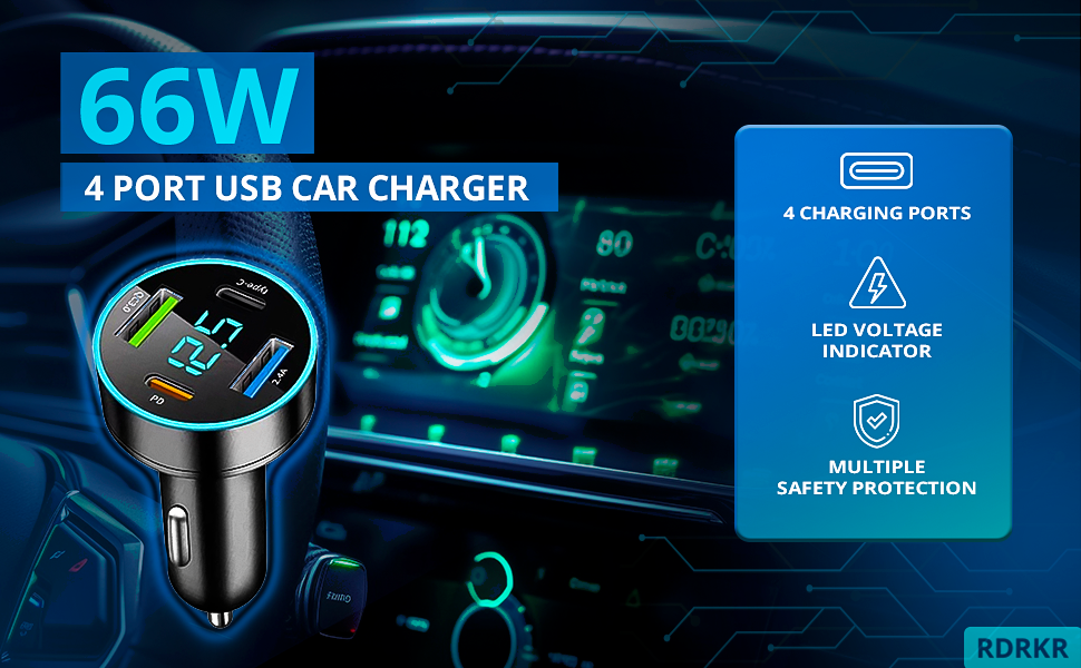 4 port display type c charger
