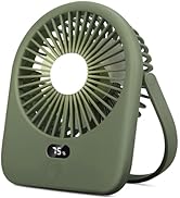Nezylaf Portable Desk Fan with LED Light, Rechargeable 2000mAh Battery Operated Personal Fan, 180...