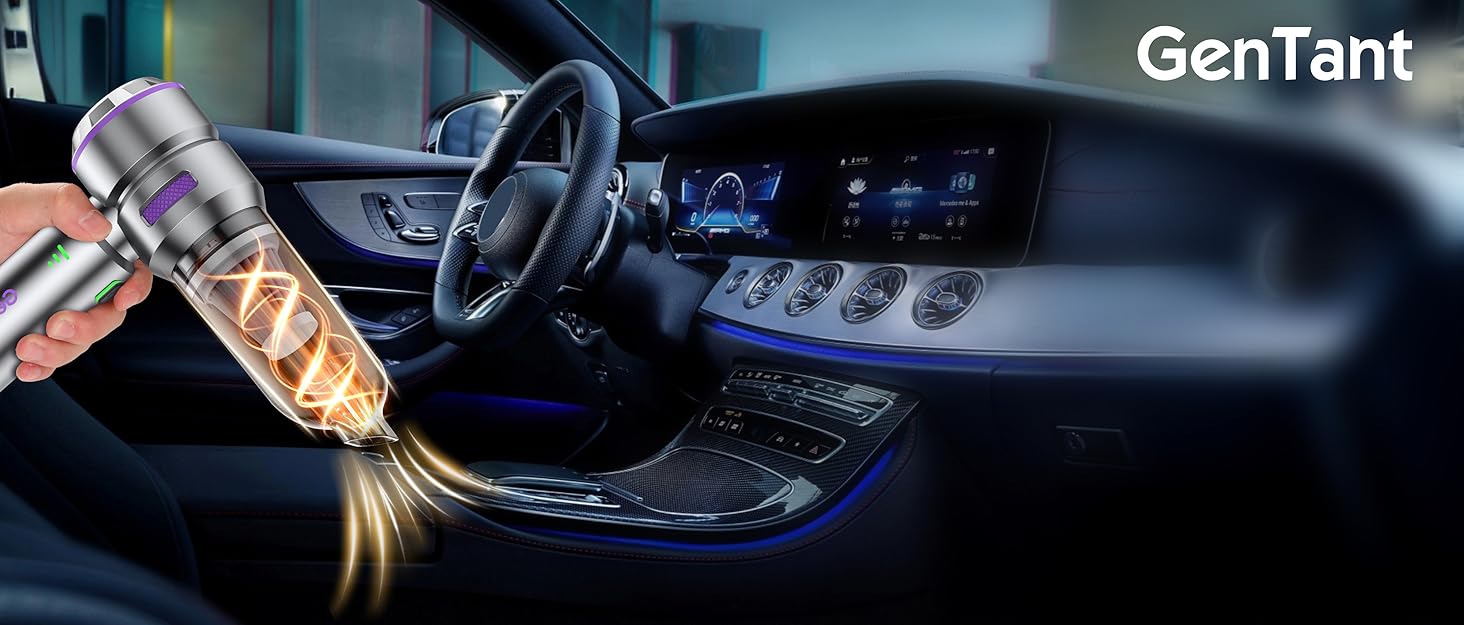 GenTant Car Vacuum 02, 18000PA Handheld Vacuum Cordless, Mini Vacuum Cleaner for Car, Home, Office