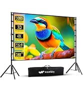 Projector Screen with Stand, Wootfairy 180 inch Portable and Foldable Projection Screen 4K HD 16:...