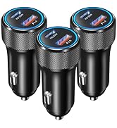 USB C Car Charger 3Pack, OKRAY 36W Fast Charging PD3.0+QC3.0 Dual Port Car Phone Charger Type C+U...