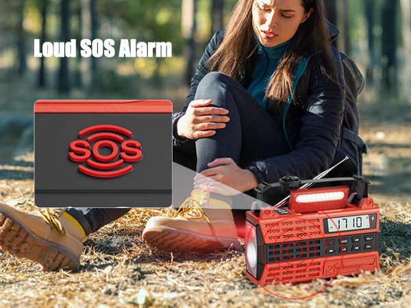 crank radio solar charging with flashlight and power bank