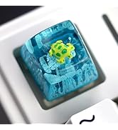 Cute Sea Turtle Artisan Keycap - Blue and Green Ocean Coral Reef R1 SA Profile Custom Keycaps 1U ...