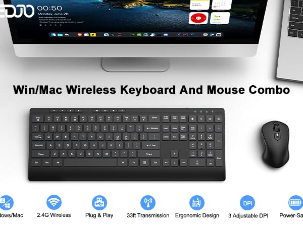 Win/Mac Wireless Keyboard And Mouse Combo
