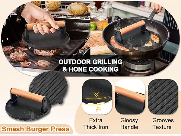 smash burger press humburger smasher tool cast iron bacon presses meat steak patty maker