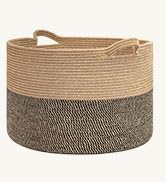 Goodpick Extra Large Wicker Storage Basket, 83L Woven Blanket Storage for Living Room, Round Wove...