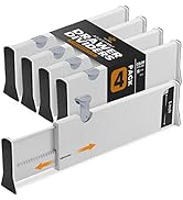 RAPTUROUS Deep Drawer Divider - 5 Inches High, Expands from 13-22 Inch, Adjustable Tall Dividers ...