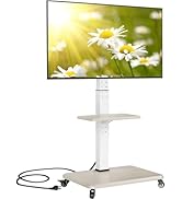 Perlegear Mobile TV Stand with Power Outlet, Tilt &amp; Swivel Rolling TV Cart for 32-75 inches TVs u...