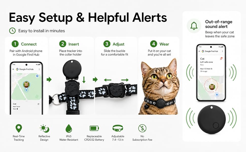 Pet Tracker,GPS Collar for Cats