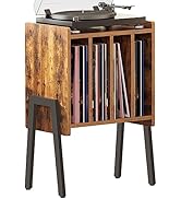 TUTOTAK Record Player Stand, Record Storage Table, End Table with Vinyl Holder Display Shelf, Sid...