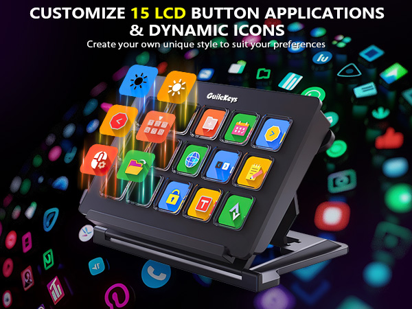 Stream Controller, Stream Deck with 15 Macro Keys Customizable, Gaming Macro Keypad