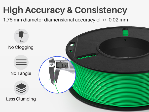1.75mm diameter, high accuracy and consistency