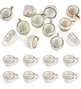 Magibeads 12Pcs Miniature Ceramic Tea Cup for Dollhouse 16x12mm Porcelain Mini Coffee Cup Charms ...