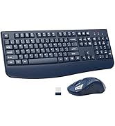 Wireless Keyboard and Mouse Combo, ULSOU 2.4G Full-Sized Ergonomic Computer Keyboard with Wrist R...
