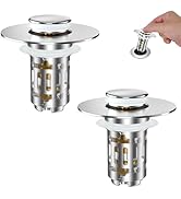Hibbent 2 Pack Universal Bathroom Sink Drain Strainer, 3 in 1 Pop Up Stopper with Removable Stain...