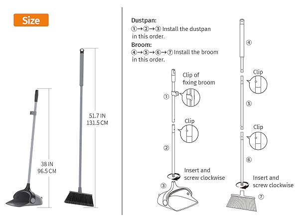 Product image MR.SIGA Broom and Dustpan Set with Adjustable Long Handle