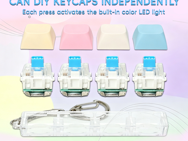 3-Pack Keyboard Fidget Keychain with LED Lights