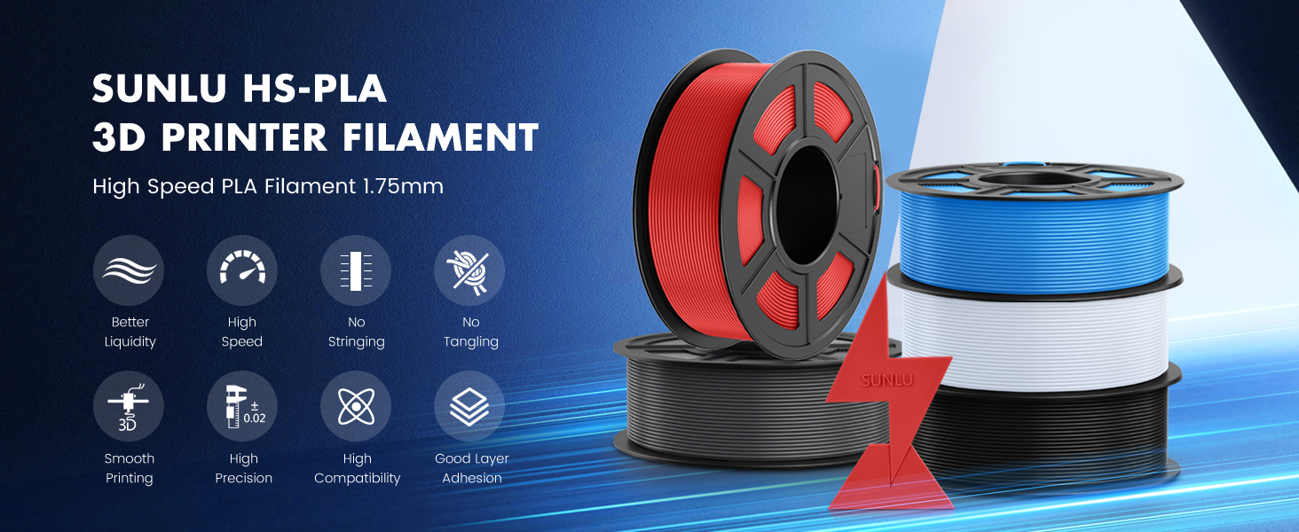 SUNLU High Speed PLA Filament 1.75mm-Designed for fast printing