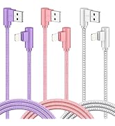 SAVEANGLE iPhone Charger 3 Pack 10FT USB A to Lightning Cables 90 Degree Charge Cable MFi Certifi...