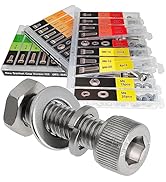 EEEEE 982pcs M2 M2.5 M3 M4 M5 M6 Hex Socket Cap Screws Head Cap Screws 304 Stainless Steel Nut Bo...