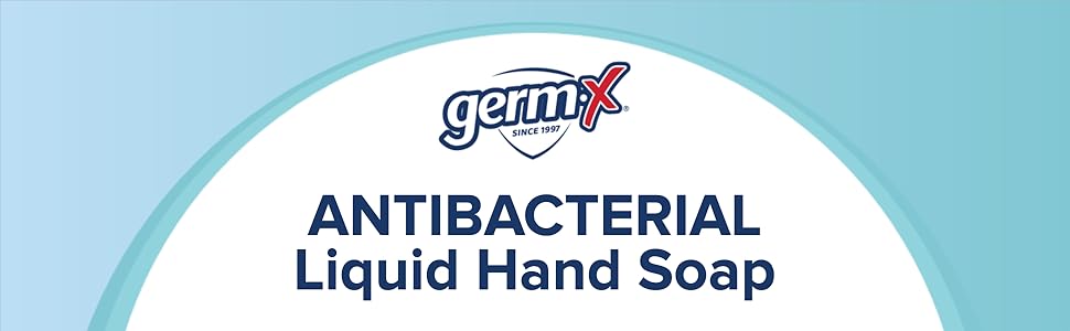 Germ X liquid hand soap with pump wash cleaning bathroom, office, kitchen, school