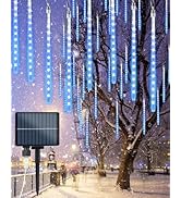 Solar Meteor Shower Icicle Lights 20 Tubes 480 LED Raindrop Lights with Timer Function Falling Ra...