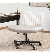 LEMBERI Criss Corss Chair with Wheels,Fabric Padded Armless Wide Office Desk Chairs,120° Rocking ...