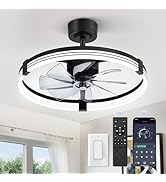 ZMISHIBO 23" Ceiling Fans with Lights and Remote, Low Profile Ceiling Fan with Light, 3 CCT, Step...