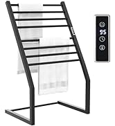 Tangkula 2-in-1 Towel Warmer Rack, 8 Bars Freestanding &amp; Wall Mounted Towel Warmer Rack with LED ...