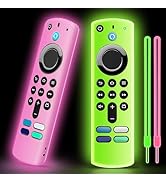 2 Pack Silicone Remote Cover, Anti Slip Silicone Protective Case with Color Lanyard Glow in The D...