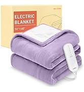 HOMLYNS LuxeHeat Heated Blanket Electric Blanket, Soft Flannel Sherpa Heated Throw, Heating Blank...