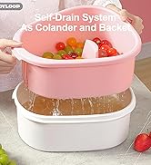 JOYMOOP Fruit Cleaner Spinner JOYLOOP, Large Fruit Washer Spinner with Brush, Fruit Cleaning with...