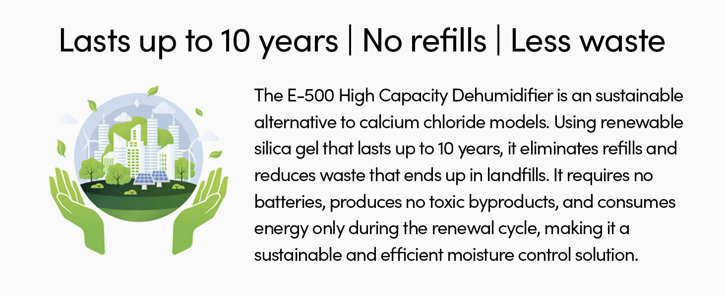 Sustainable, Lasts up to 10 years, No refills