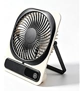 Qoqooice Portable Desk Small Personal Fan Rechargeable 180°Foldable 5 Speeds Adjustable Long Batt...