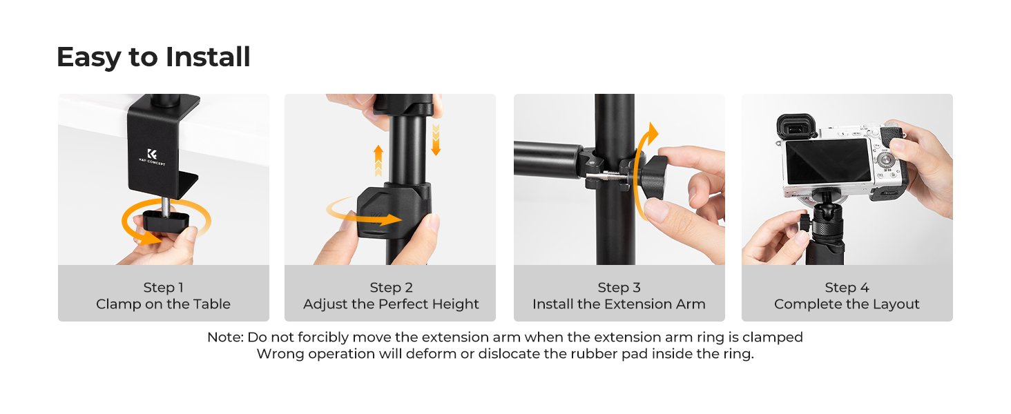 Text reads 'Easy to Install'. Four-step installation guide showing clip attachment process with mounting hardware and adjustment procedures illustrated in sequential panels.