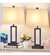 23.5" Touch Control Table Lamps Set of 2, Bedside Lamp with 2 USB Ports &amp; AC Outlet, 3-Way Dimmab...