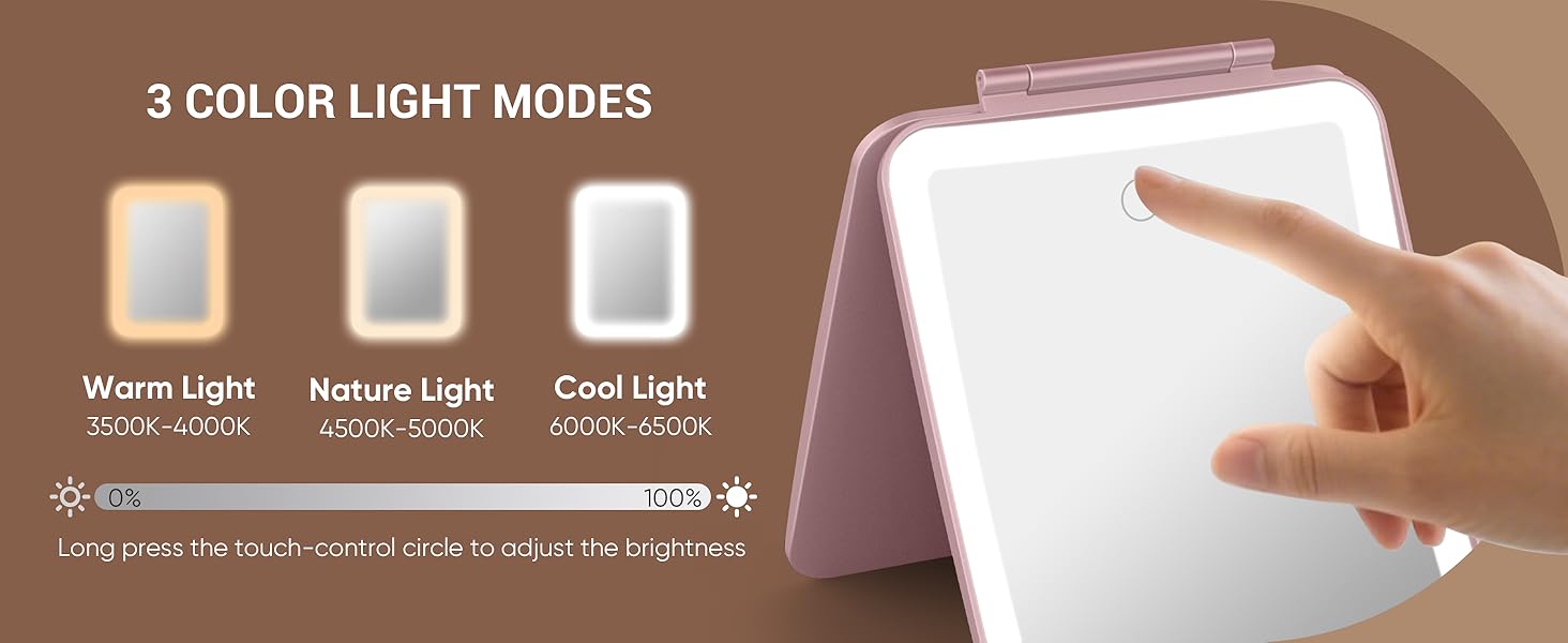portable mirror with lights