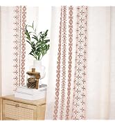 Chorowl Boho Curtains for Living Room Stripe Embroidered 84 Inch 2 Panels | Embroidered Western G...