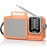 Goodes Portable Radio AM FM, Bluetooth Retro Transistor Radio with LED Light, Battery Operated, S...