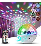 LLUOTE Disco Ball Lights RGB LED Rotating Party Stage Lights,Halloween Decoration, with Remote Co...